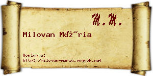 Milovan Mária névjegykártya